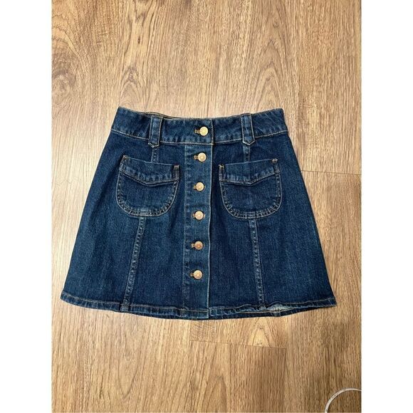 Madewell Patch Pockets Button Front Denim Mini Skirt Size S - Picture 3 of 6
